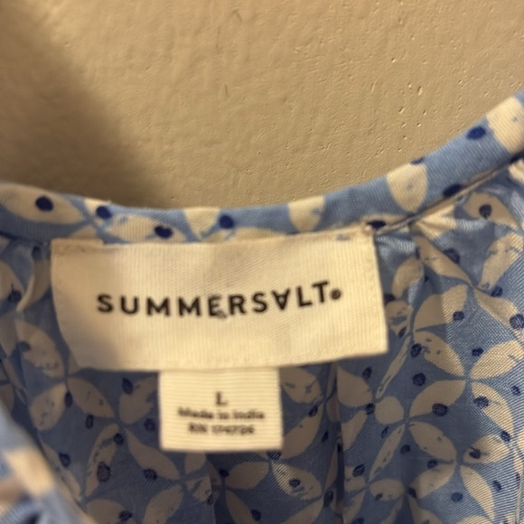 Summersalt Blue and White Patterned maxi Dress - large -tie straps - lightweight - Picture 2 of 6